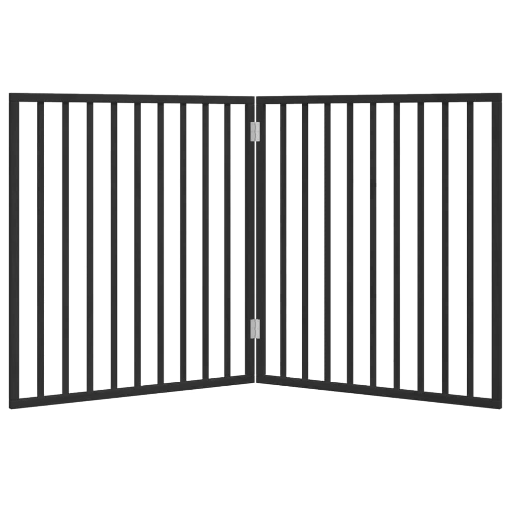 Fekete, összecsukható, 2 paneles nyárfa kutyakapu 160 cm - Image 4