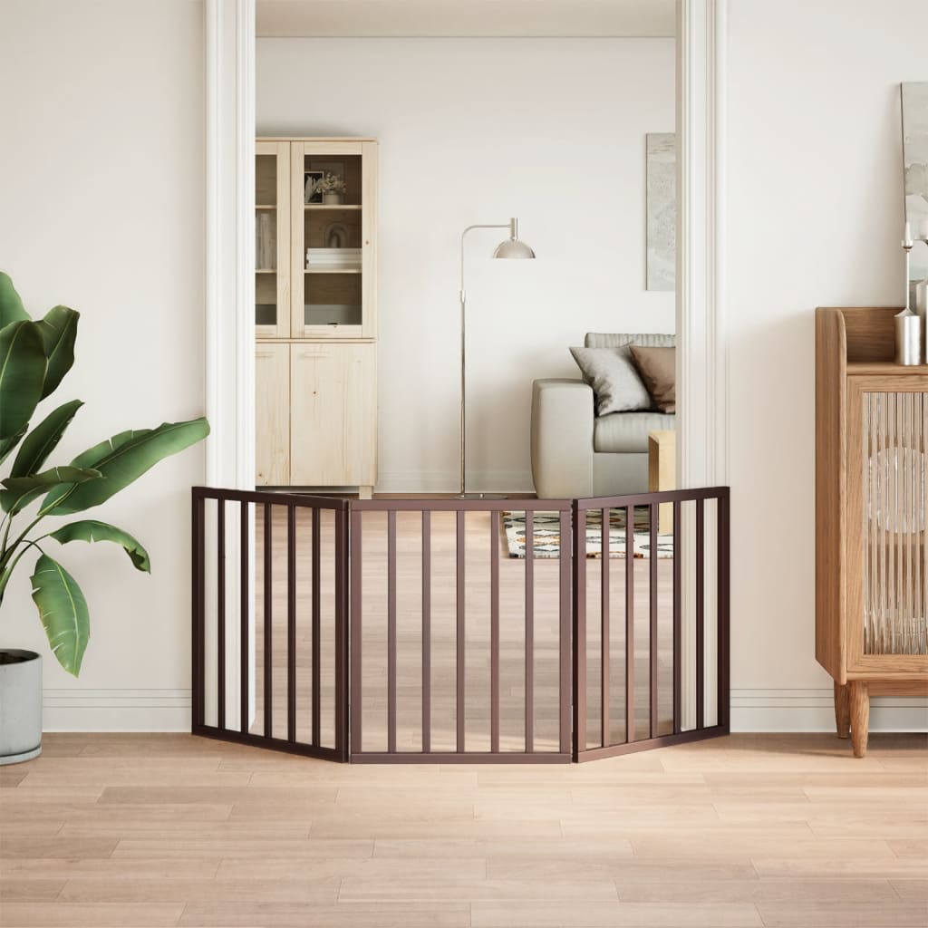 Barna nyárfa 3 paneles összecsukható kutyakapu 150 cm - Image 3