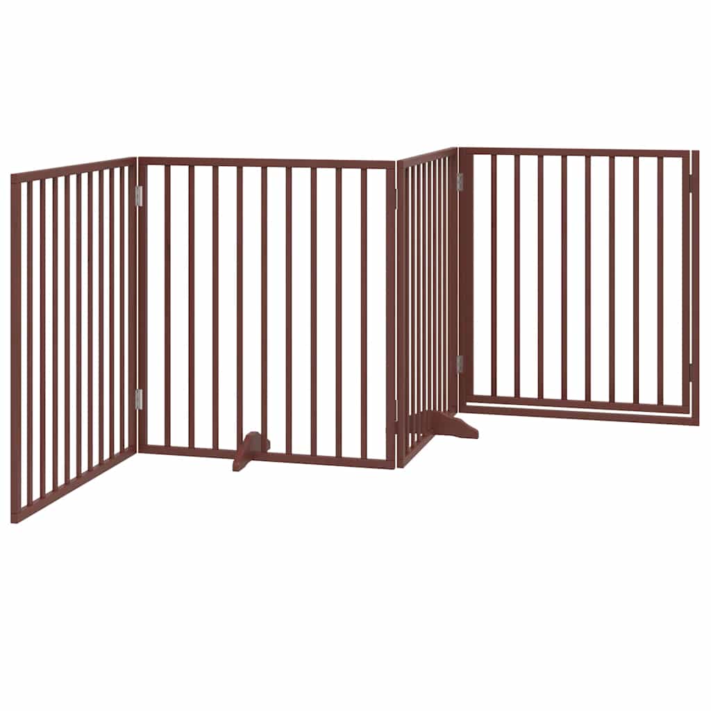 Barna nyárfa kutyakapu összecsukható ajtóval, 4 panellel, 320 cm - Image 5