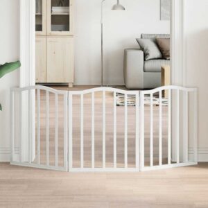 Fehér nyárfa 3 paneles összecsukható kutyakapu 150 cm