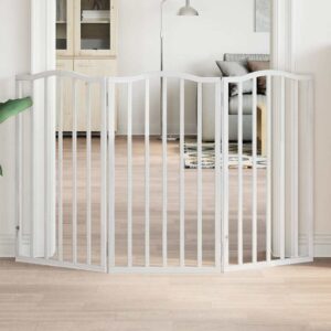 Fehér nyárfa 3 paneles összecsukható kutyakapu 150 cm