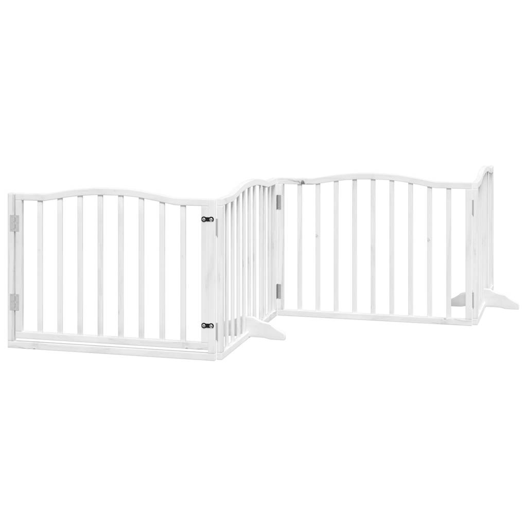 Fehér nyárfa 4 paneles összecsukható kutyakapu ajtóval 320 cm - Image 2