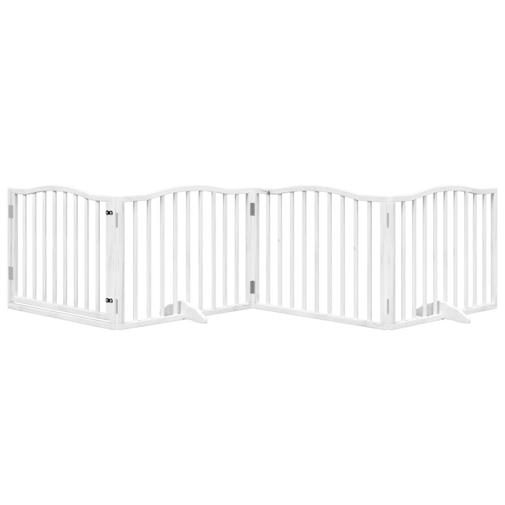Fehér nyárfa 4 paneles összecsukható kutyakapu ajtóval 320 cm - Image 3