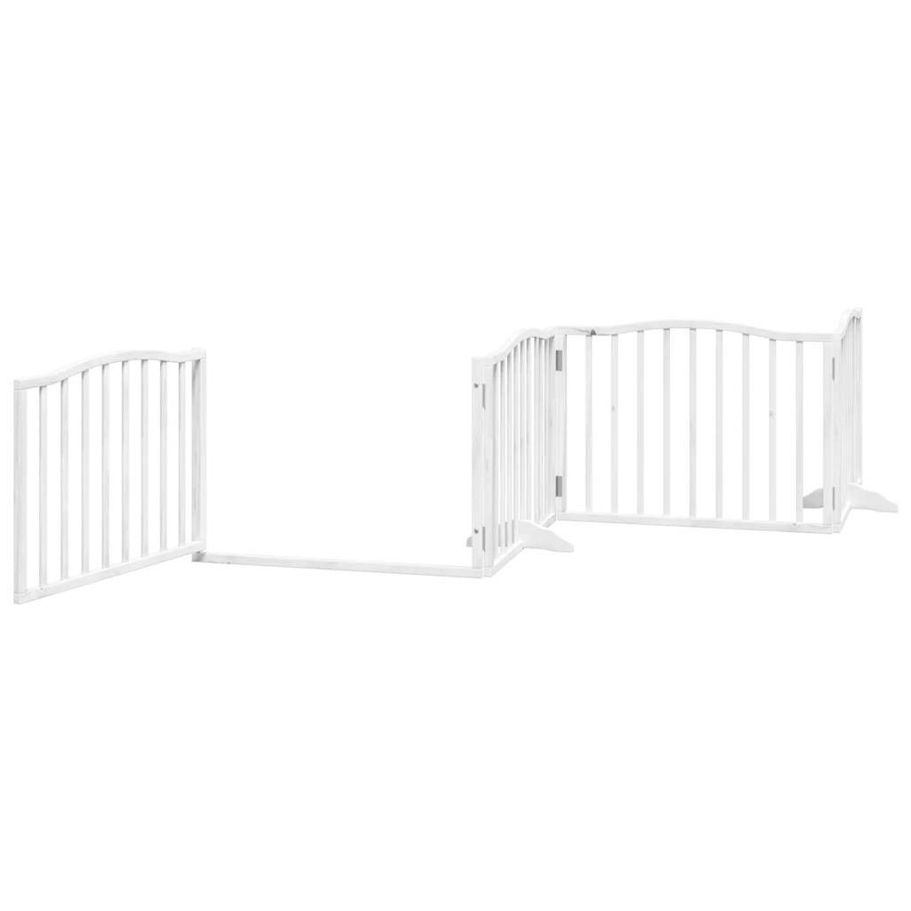 Fehér nyárfa 4 paneles összecsukható kutyakapu ajtóval 320 cm - Image 4