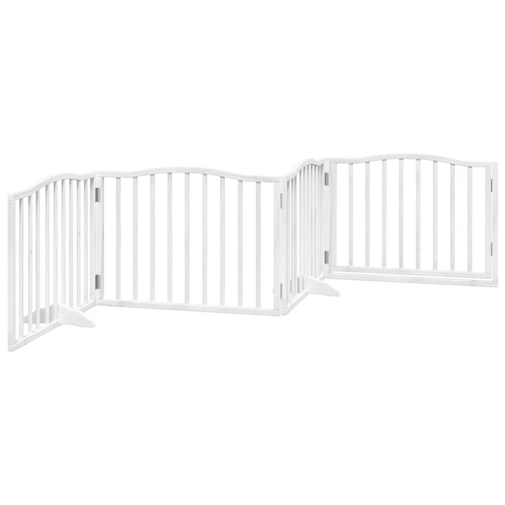 Fehér nyárfa 4 paneles összecsukható kutyakapu ajtóval 320 cm - Image 5