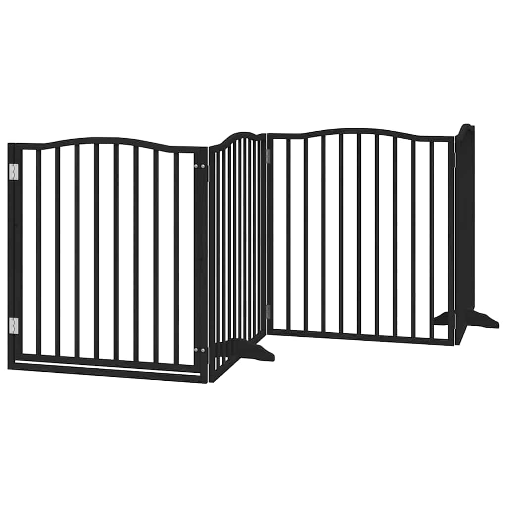 Fekete nyárfa 4 paneles összecsukható kutyakapu ajtóval 320 cm - Image 2