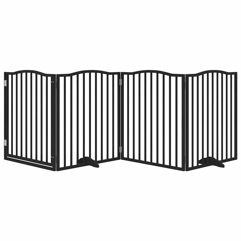 Fekete nyárfa 4 paneles összecsukható kutyakapu ajtóval 320 cm - Image 3