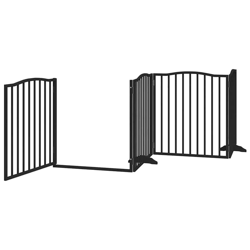 Fekete nyárfa 4 paneles összecsukható kutyakapu ajtóval 320 cm - Image 4