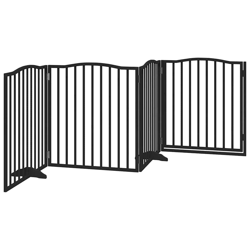 Fekete nyárfa 4 paneles összecsukható kutyakapu ajtóval 320 cm - Image 5