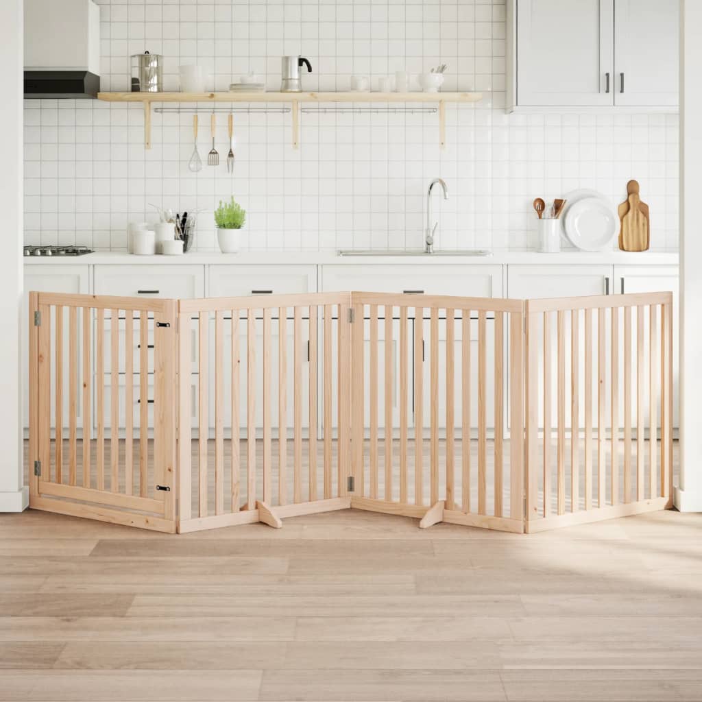 Nyárfa 4 paneles összecsukható kutyakapu ajtóval 320 cm