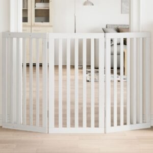 Fehér nyárfa 3 paneles összecsukható kutyakapu 150 cm