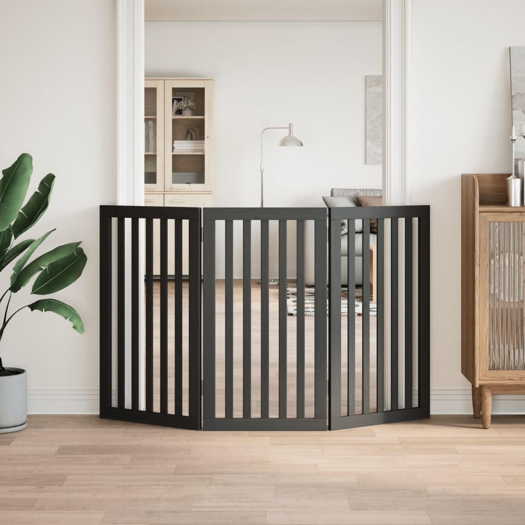 Fekete nyárfa 3 paneles összecsukható kutyakapu 150 cm - Image 3