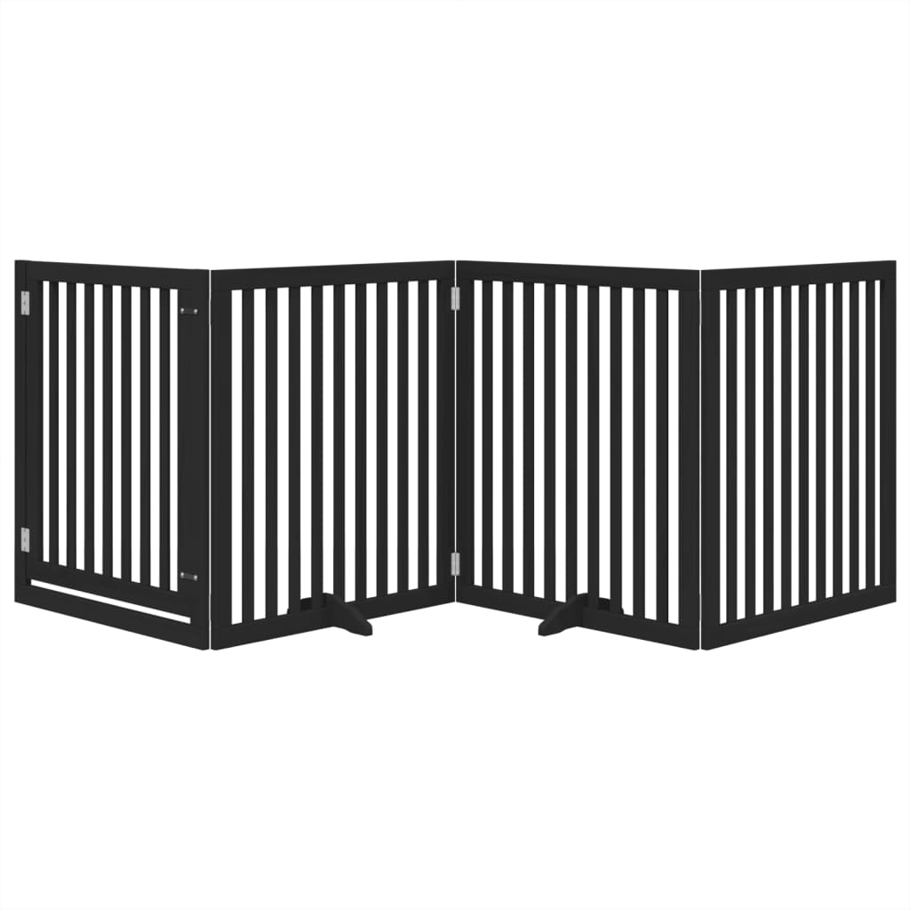 Fekete nyárfa 4 paneles összecsukható kutyakapu ajtóval 320 cm - Image 3