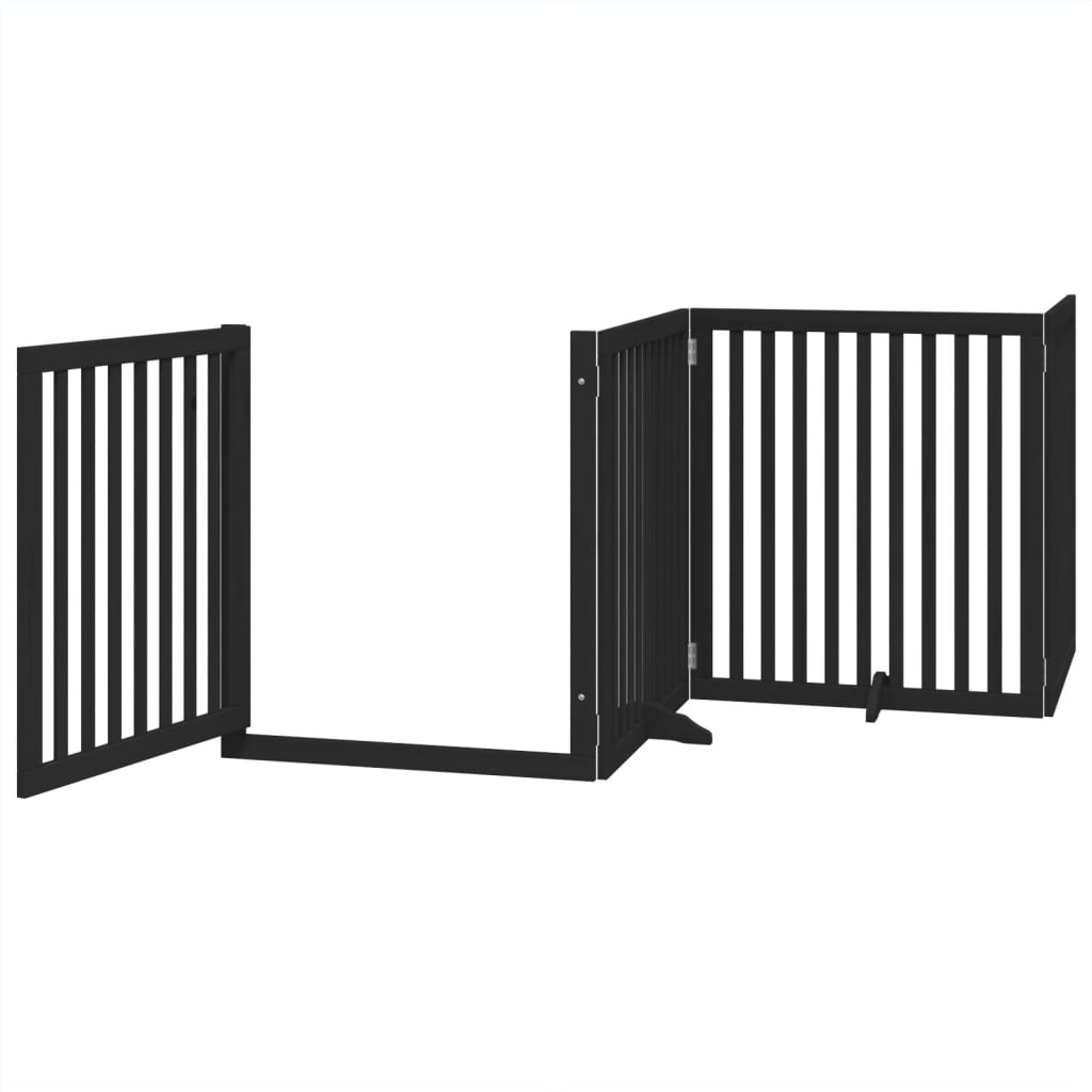 Fekete nyárfa 4 paneles összecsukható kutyakapu ajtóval 320 cm - Image 4