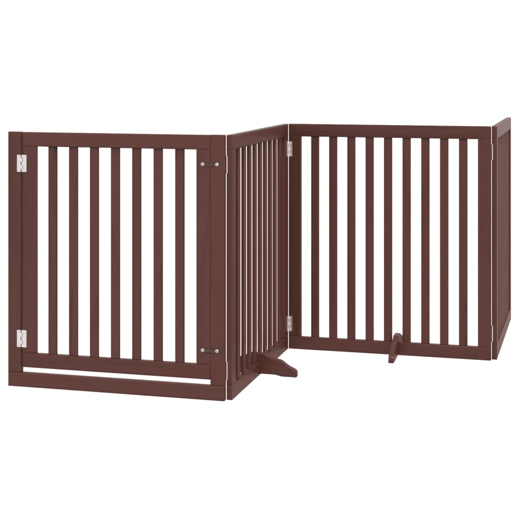 Barna nyárfa 4 paneles összecsukható kutyakapu ajtóval 320 cm - Image 2