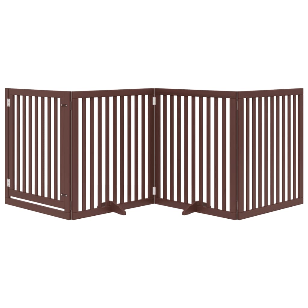 Barna nyárfa 4 paneles összecsukható kutyakapu ajtóval 320 cm - Image 3