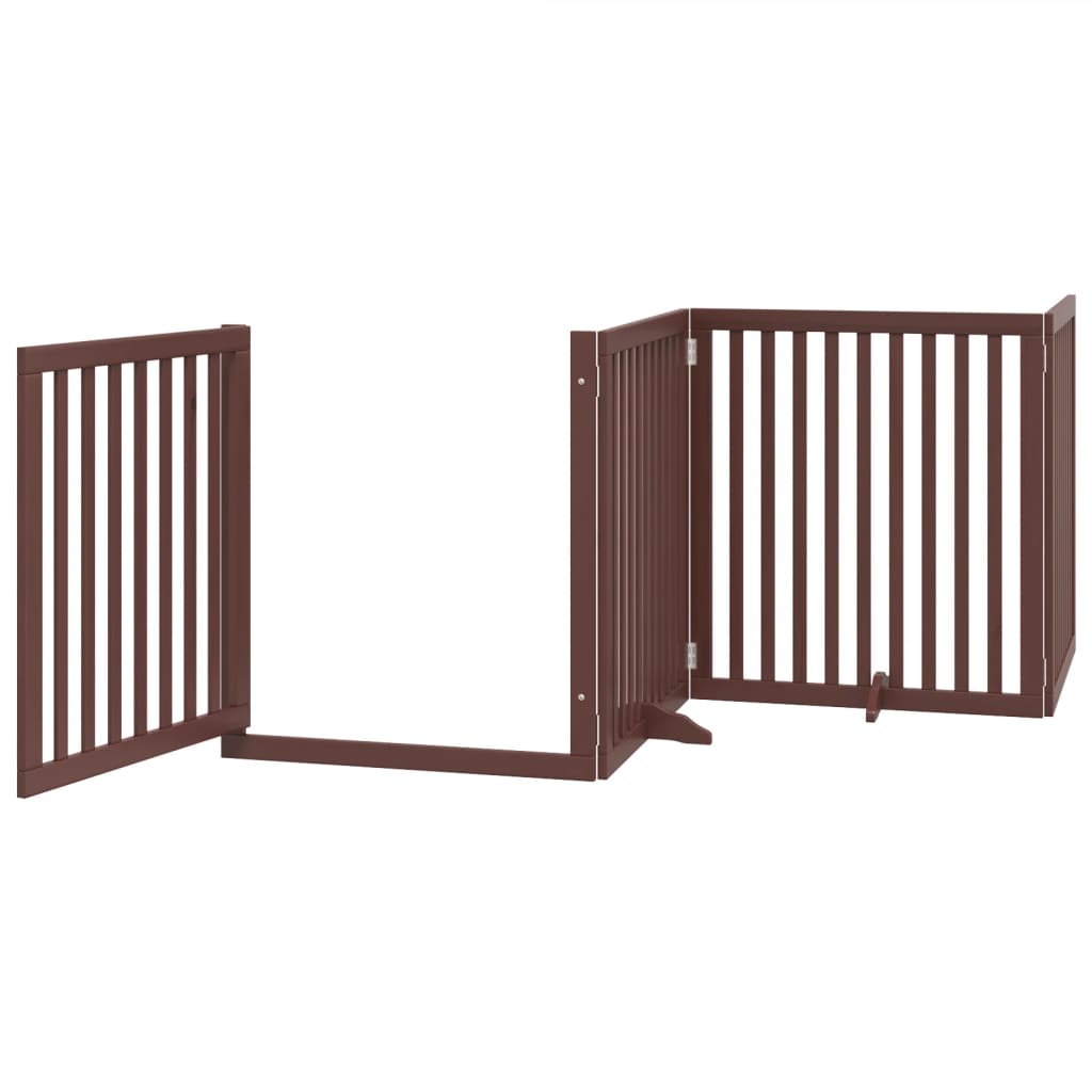 Barna nyárfa 4 paneles összecsukható kutyakapu ajtóval 320 cm - Image 4