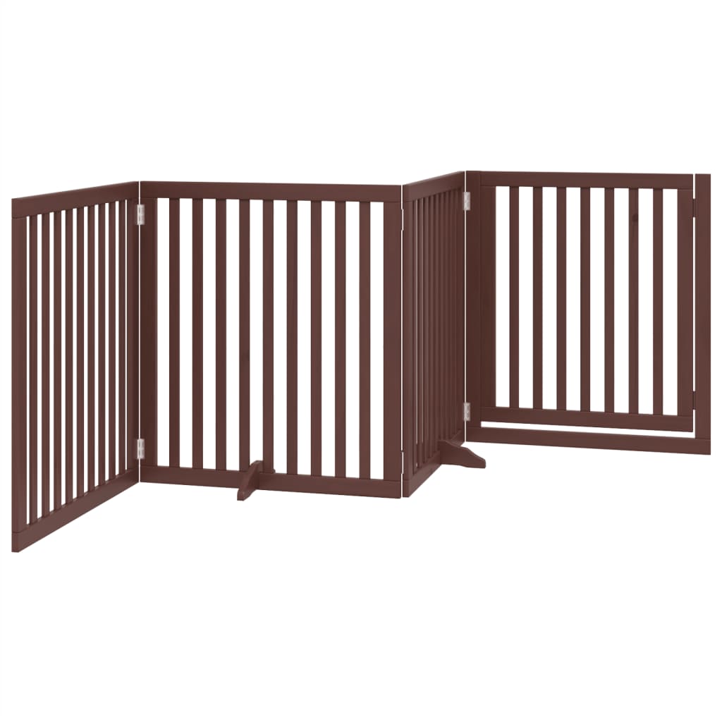 Barna nyárfa 4 paneles összecsukható kutyakapu ajtóval 320 cm - Image 5