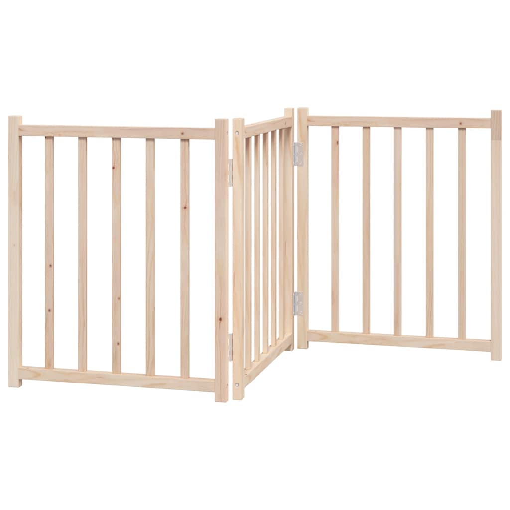 Tömör fenyőfa 3 paneles összecsukható kutyakapu 150 cm - Image 2