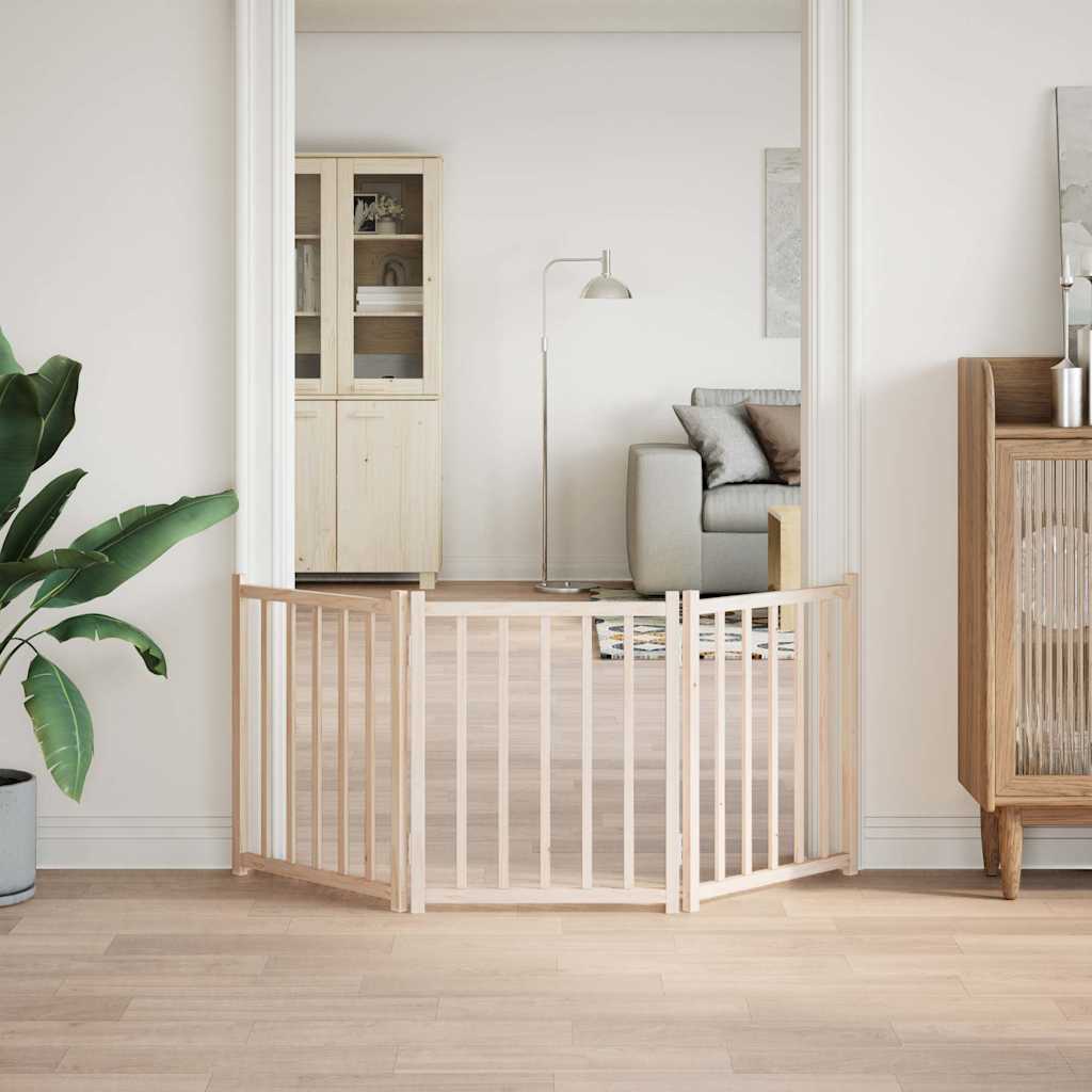 Tömör fenyőfa 3 paneles összecsukható kutyakapu 150 cm - Image 3