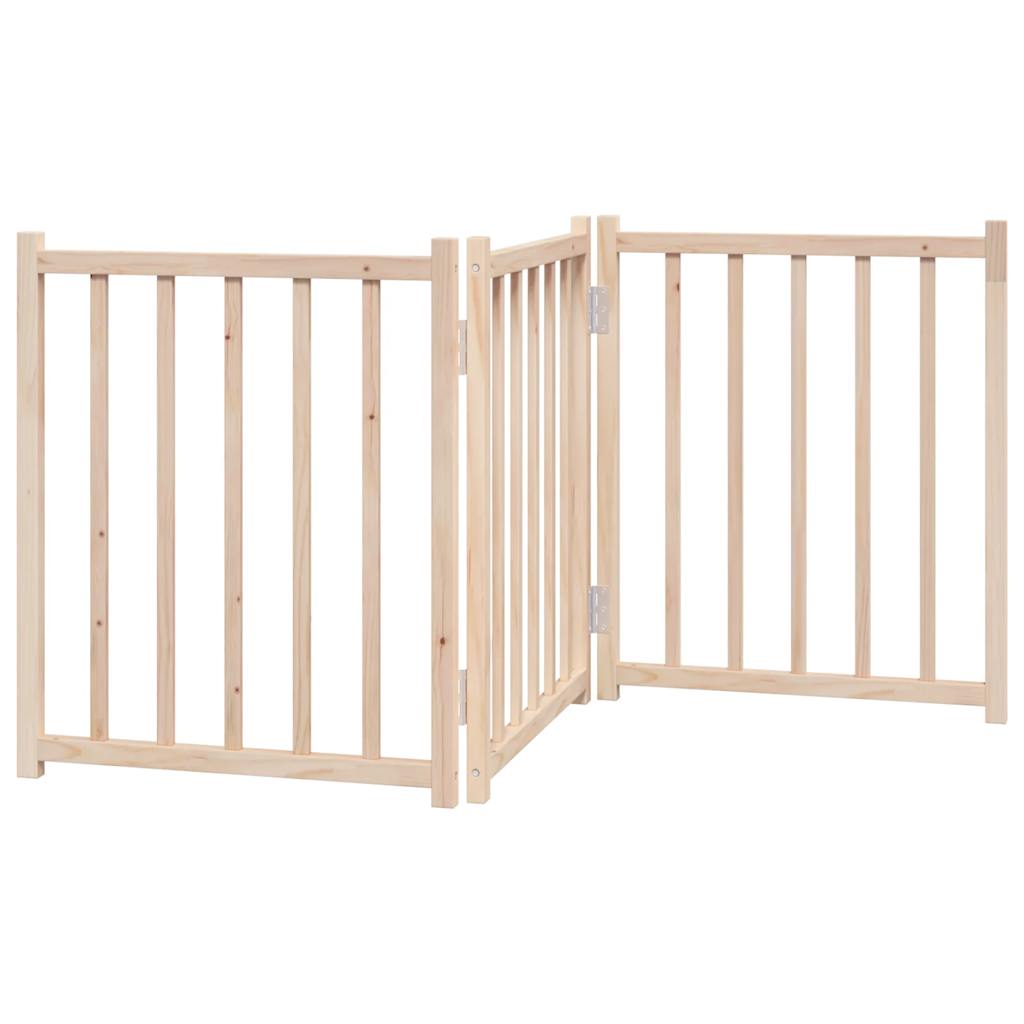 Tömör fenyőfa 3 paneles összecsukható kutyakapu 150 cm - Image 5
