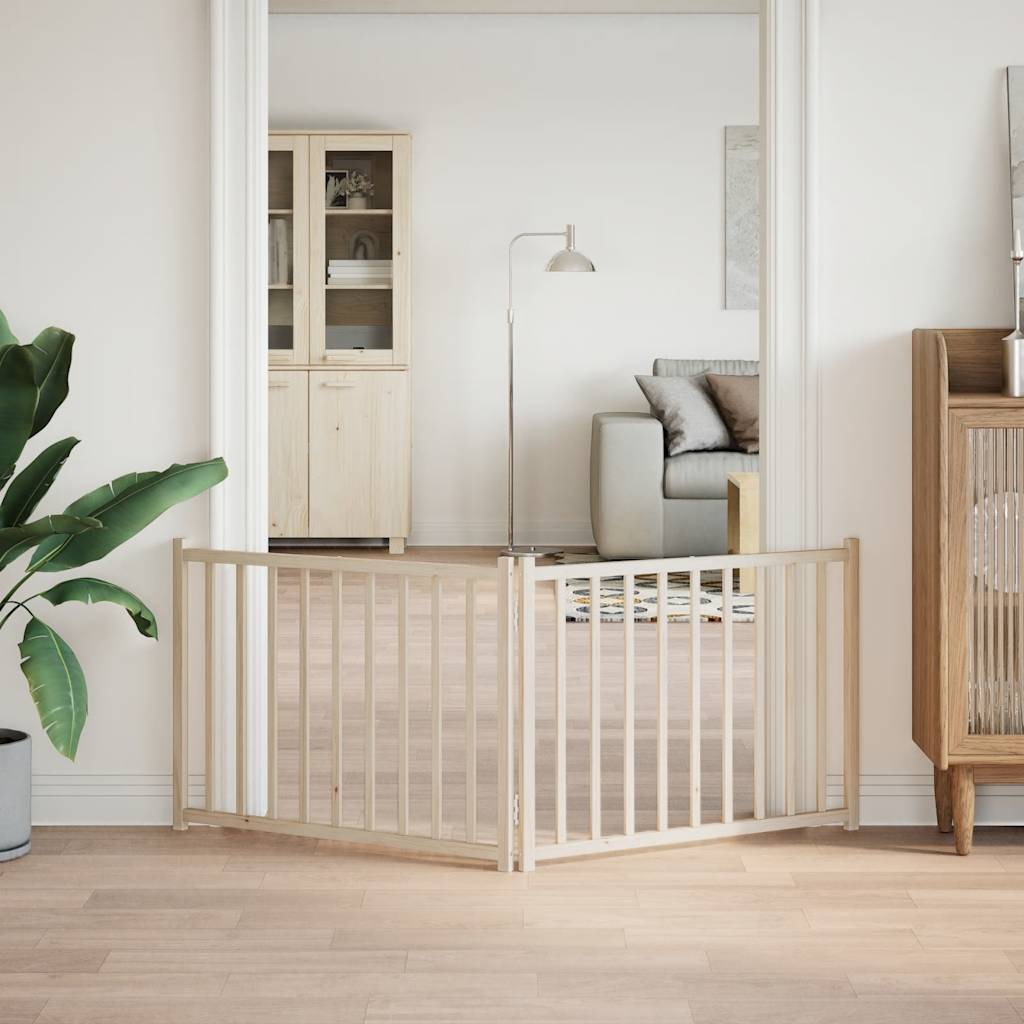 Tömör fenyőfa 2 paneles összecsukható kutyakapu 160 cm - Image 3