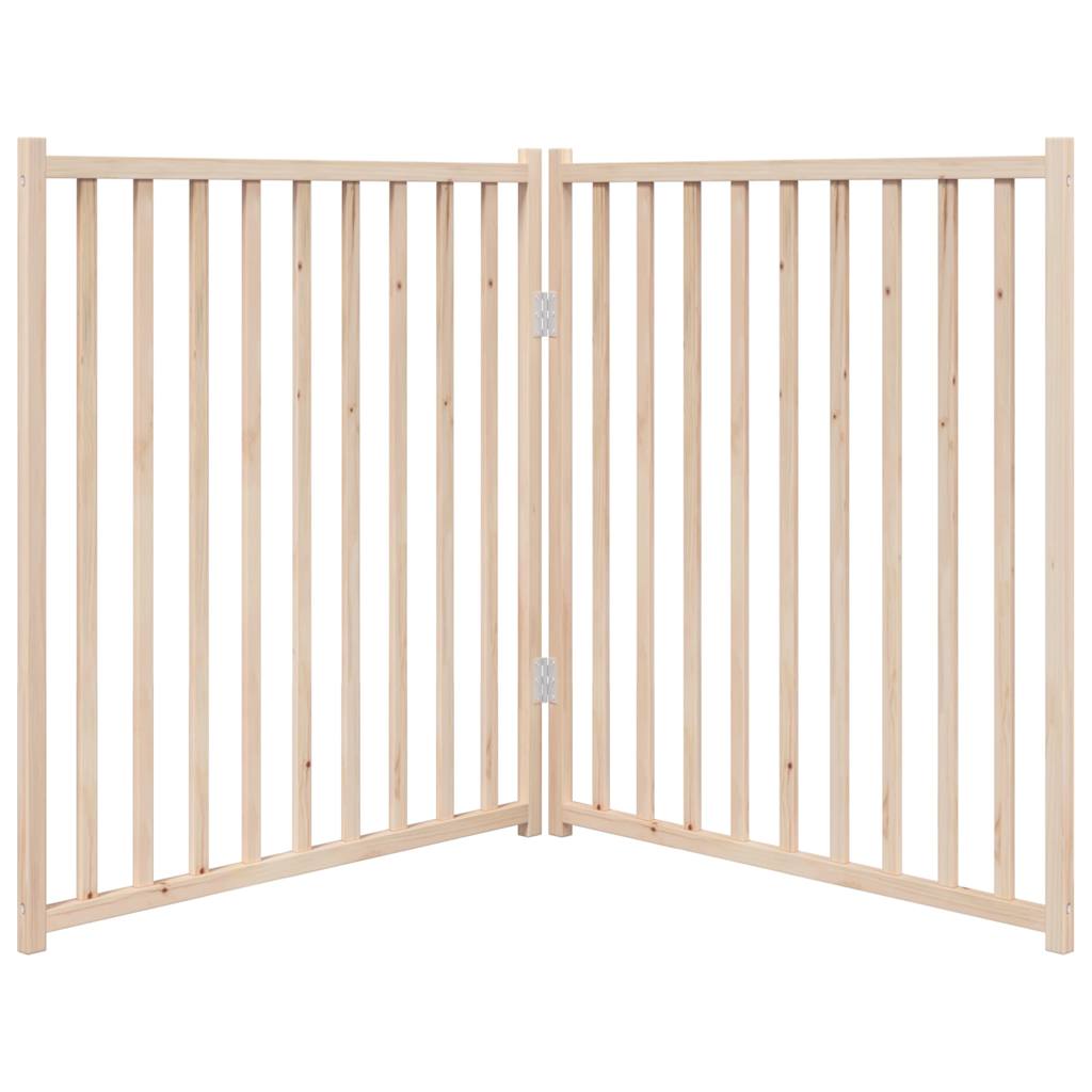 Tömör fenyőfa 2 paneles összecsukható kutyakapu 160 cm - Image 4