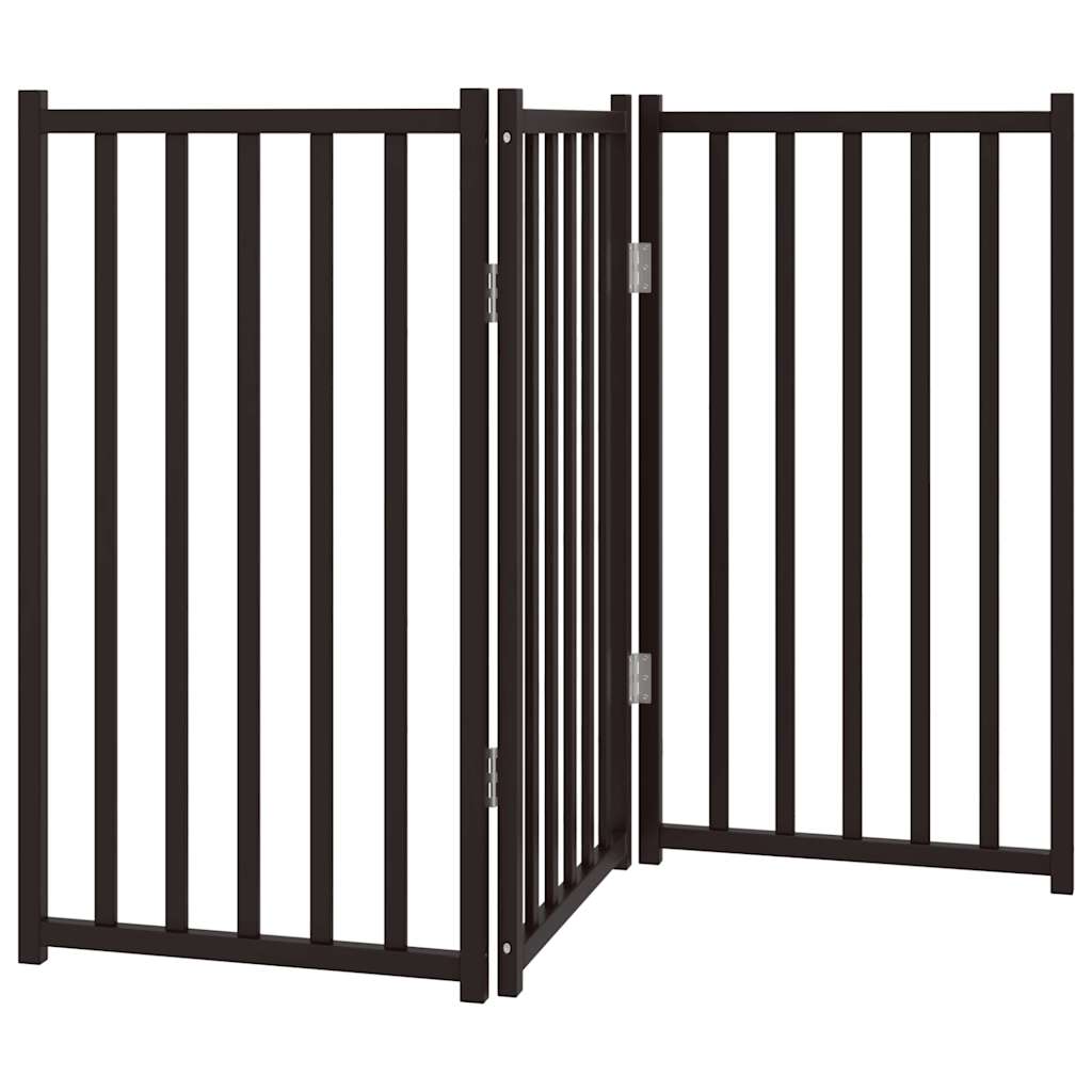 Fekete tömör fenyőfa 3 paneles összecsukható kutyakapu 150 cm - Image 5