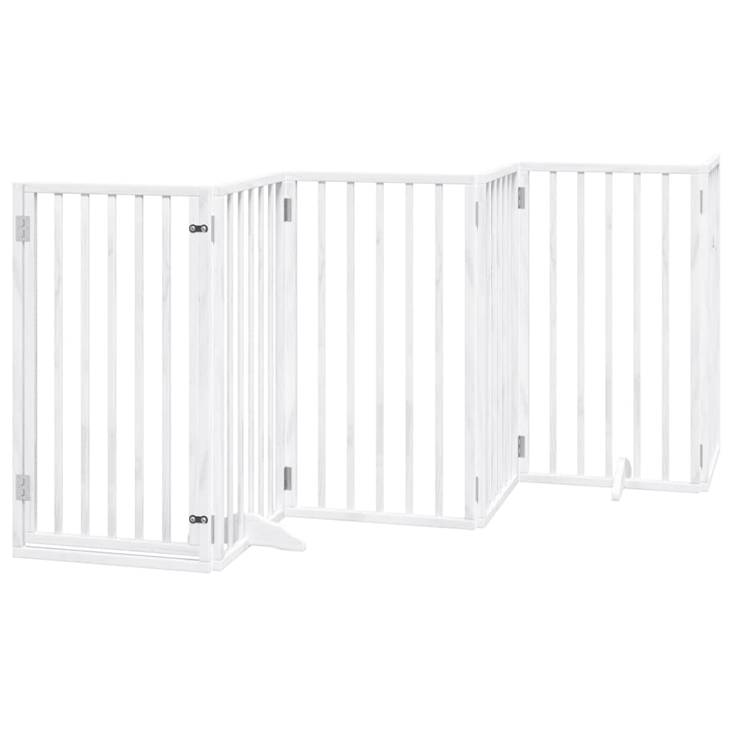 Fehér nyárfa 15 paneles összecsukható kutyakapu ajtóval 750 cm - Image 4