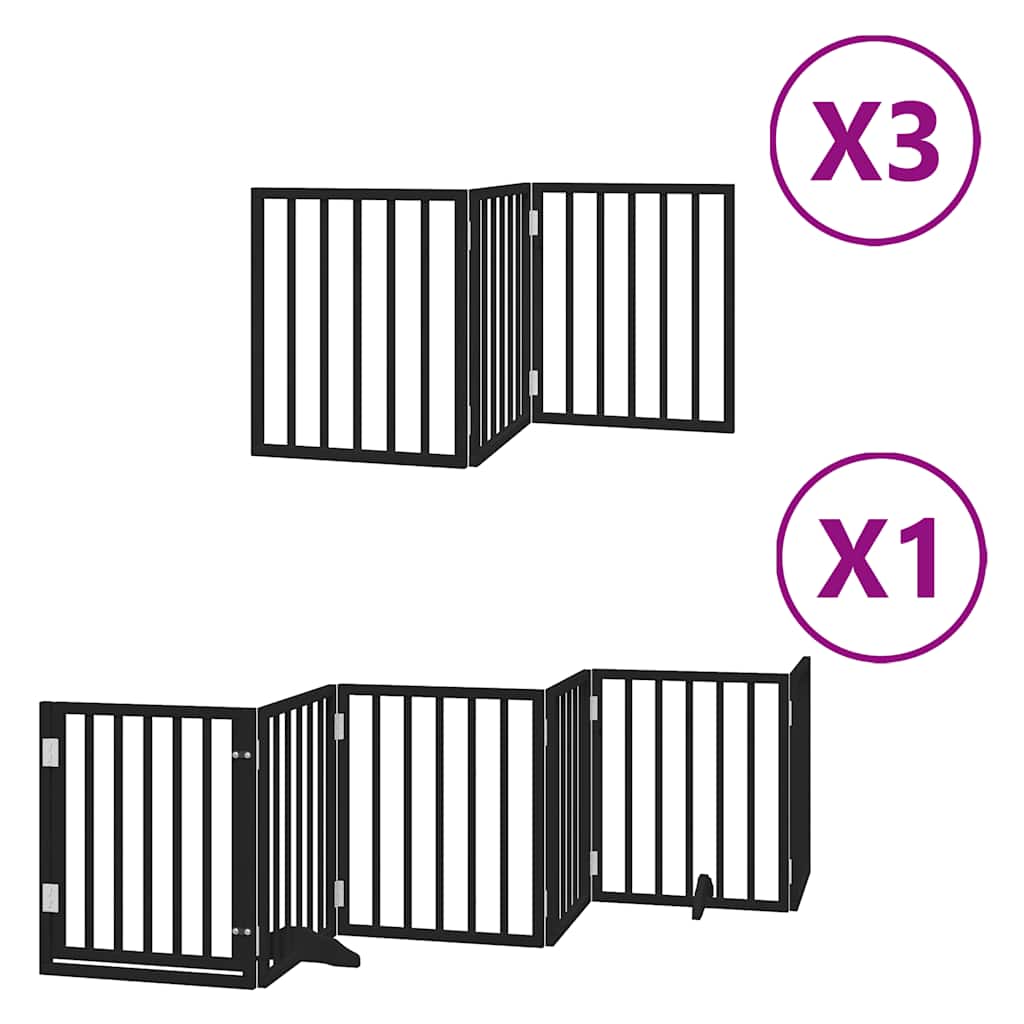 Fekete nyárfa 15 paneles összecsukható kutyakapu ajtóval 750 cm - Image 2