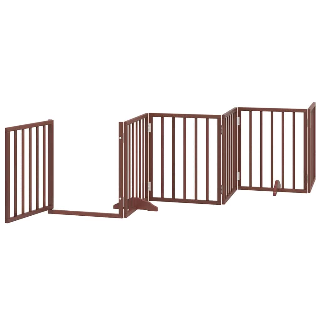 Barna nyárfa 9 paneles összecsukható kutyakapu ajtóval 450 cm - Image 4