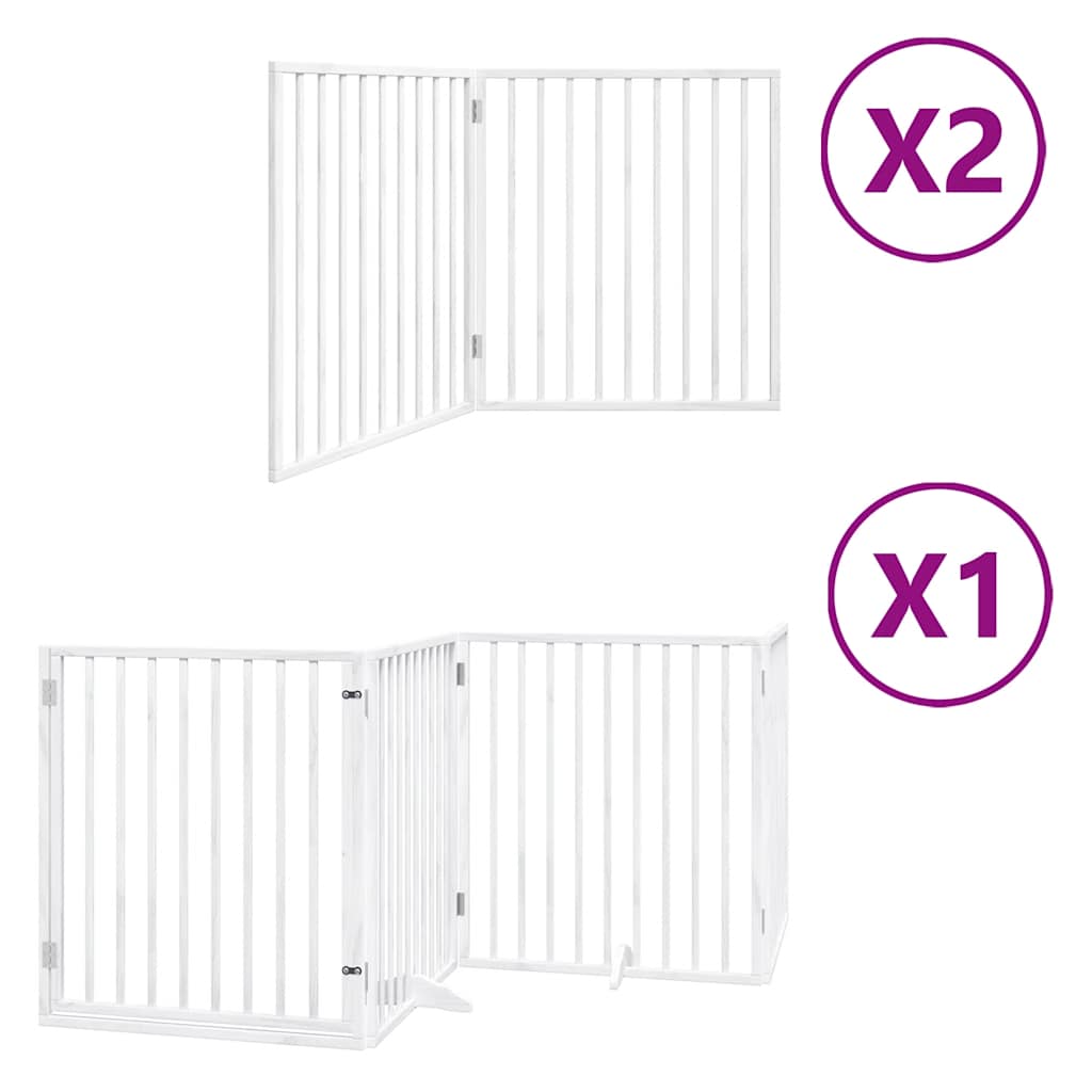 Fehér nyárfa 8 paneles összecsukható kutyakapu ajtóval 640 cm - Image 2