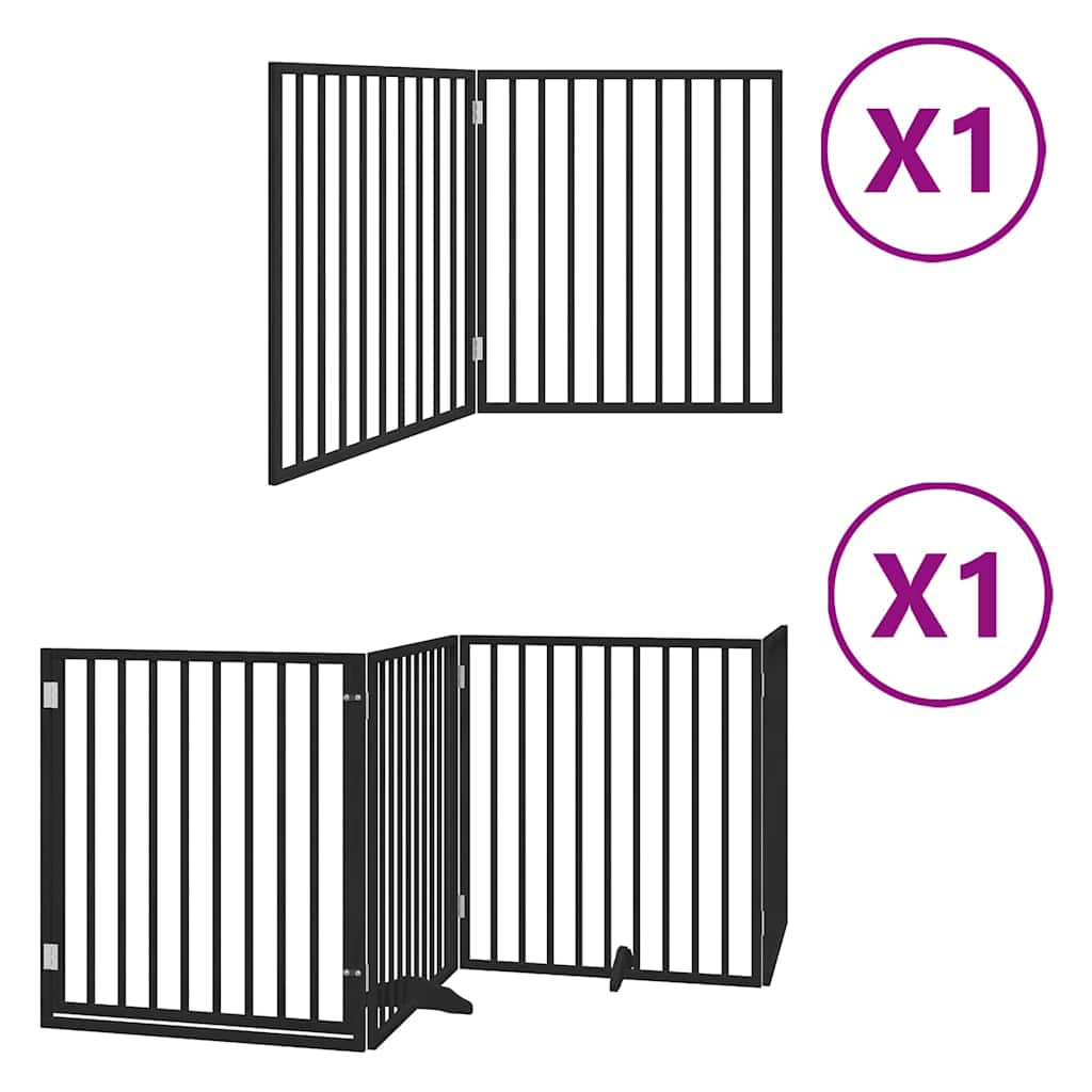 Fekete nyárfa 6 paneles összecsukható kutyakapu ajtóval 480 cm - Image 2