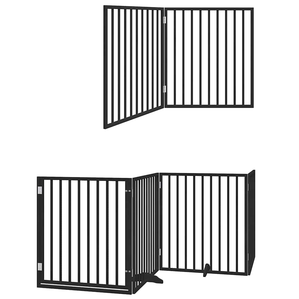 Fekete nyárfa 6 paneles összecsukható kutyakapu ajtóval 480 cm - Image 3