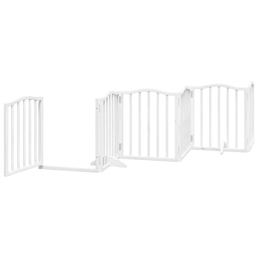 Fehér nyárfa 9 paneles összecsukható kutyakapu ajtóval 450 cm - Image 5