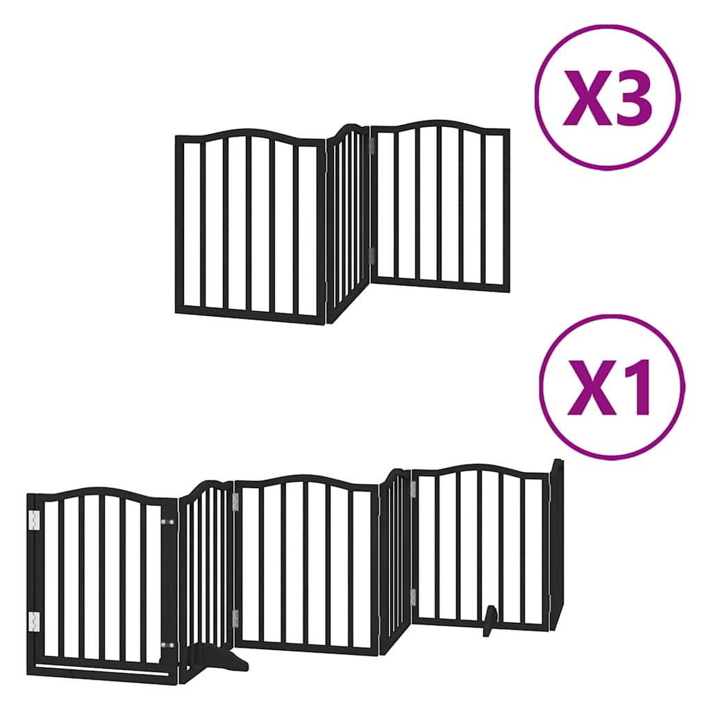 Fekete nyárfa 15 paneles összecsukható kutyakapu ajtóval 750 cm - Image 2