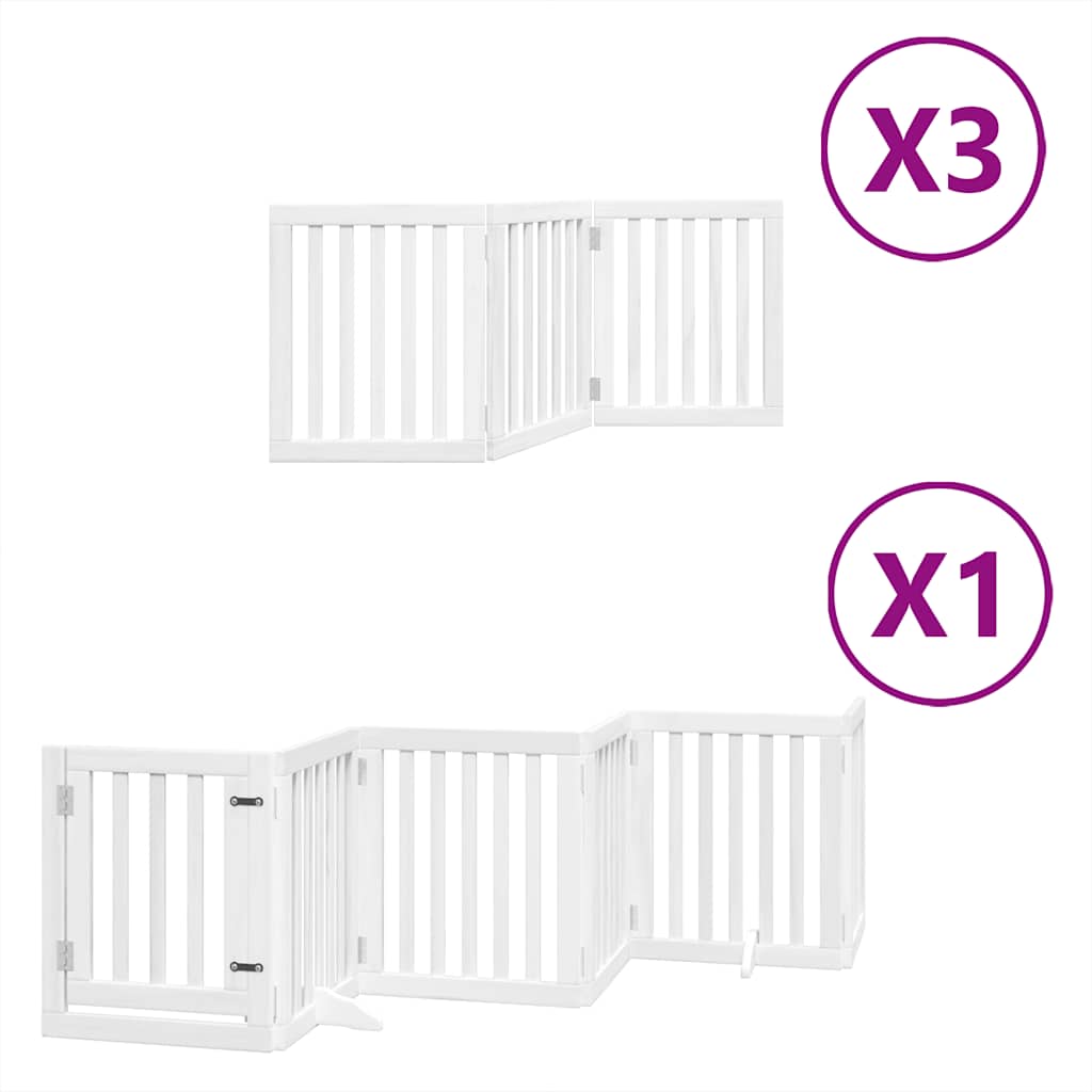 Fehér nyárfa 15 paneles összecsukható kutyakapu ajtóval 750 cm - Image 2