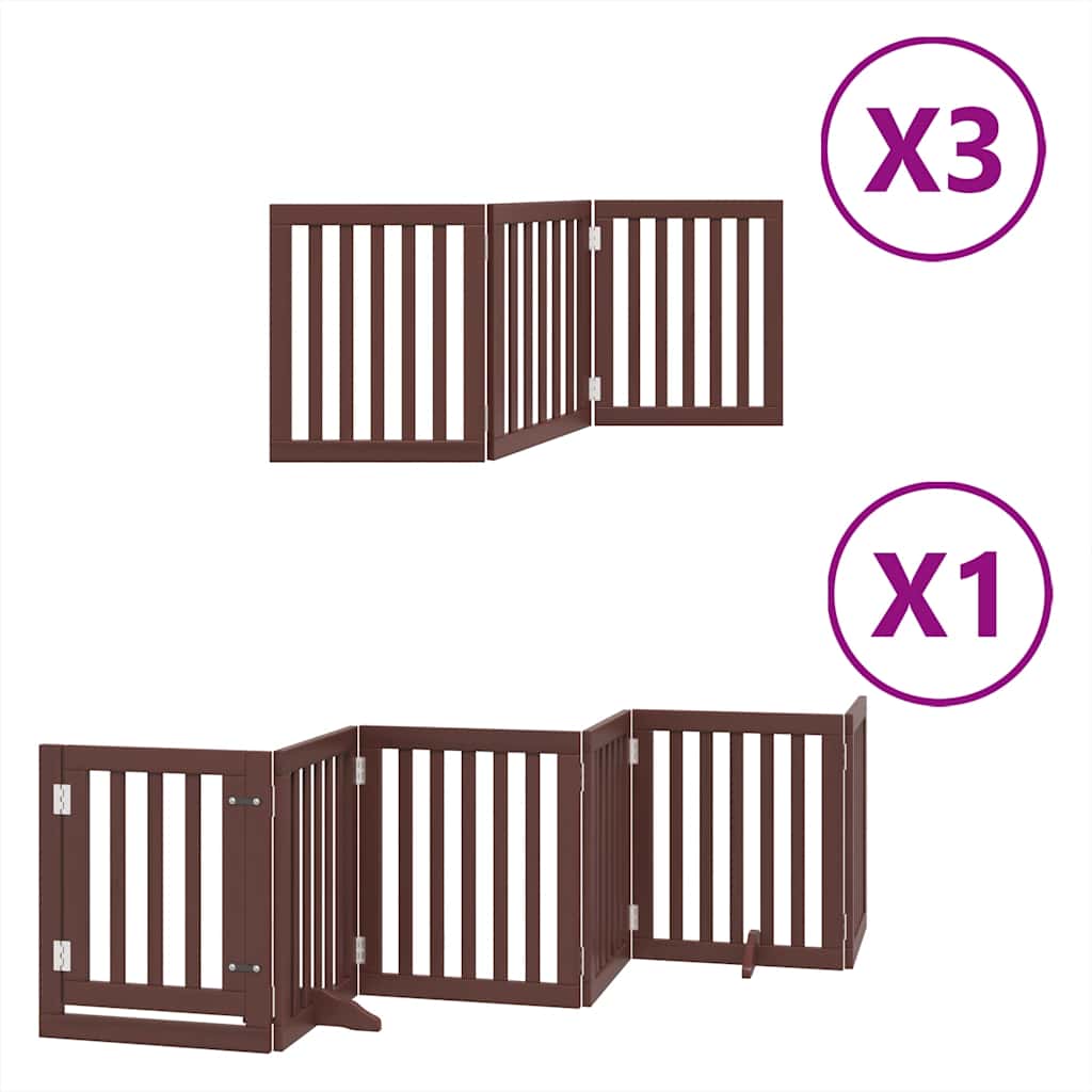 Barna nyárfa 15 paneles összecsukható kutyakapu ajtóval 750 cm - Image 2