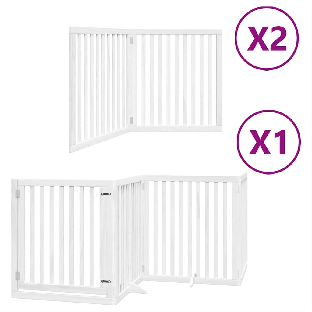 Fehér nyárfa 8 paneles összecsukható kutyakapu ajtóval 640 cm - Image 2