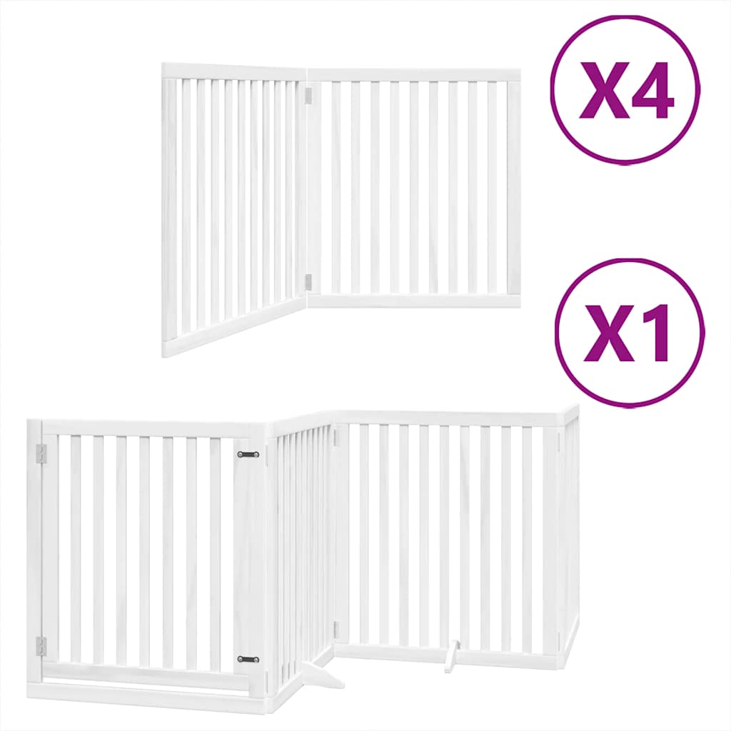 Fehér nyárfa 12 paneles összecsukható kutyakapu ajtóval 960 cm - Image 2