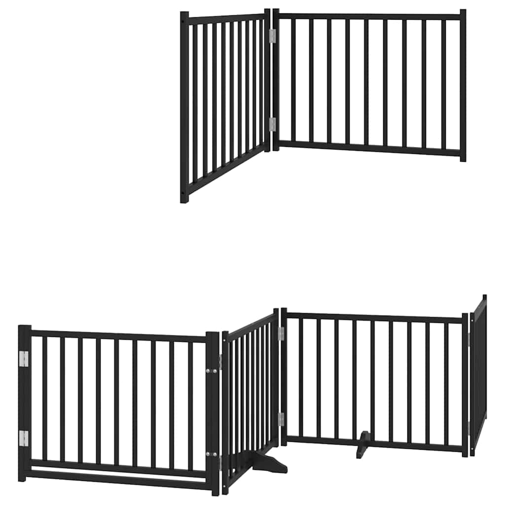 Fekete nyárfa 6 paneles összecsukható kutyakapu ajtóval 480 cm - Image 3