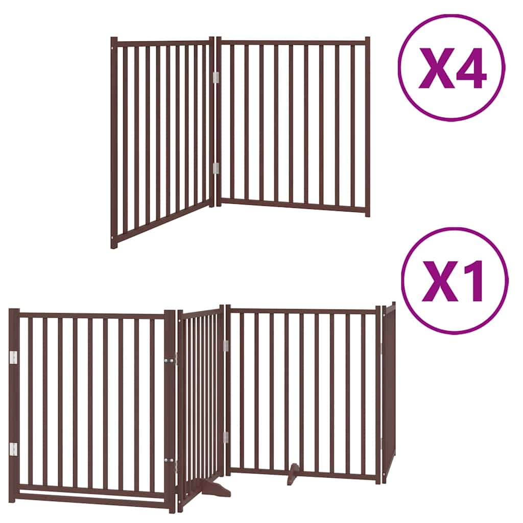 Barna nyárfa 12 paneles összecsukható kutyakapu ajtóval 960 cm - Image 2