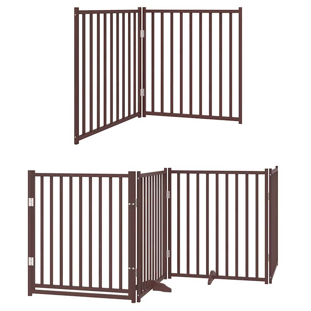 Barna nyárfa 12 paneles összecsukható kutyakapu ajtóval 960 cm - Image 3