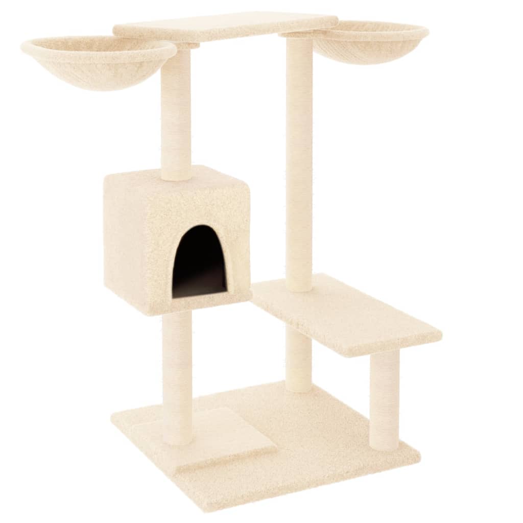 Krémszínű macskabútor szizál kaparófákkal 82 cm - Image 2