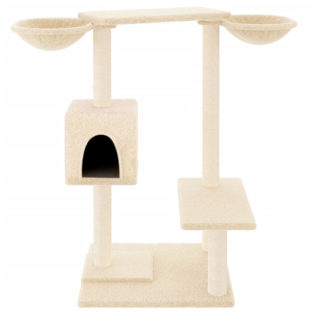 Krémszínű macskabútor szizál kaparófákkal 82 cm - Image 3