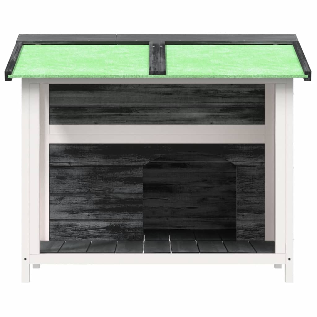 Szürke tömör fenyőfa kutyakennel 96x87x80,5 cm - Image 3