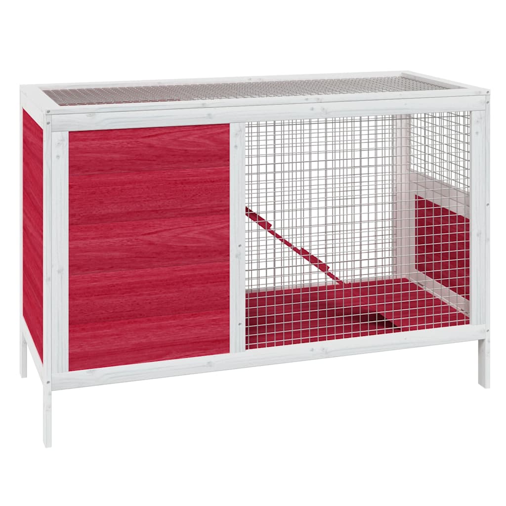 Piros tömör fenyőfa nyúlketrec 103 x 44 x 69,5 cm - Image 2