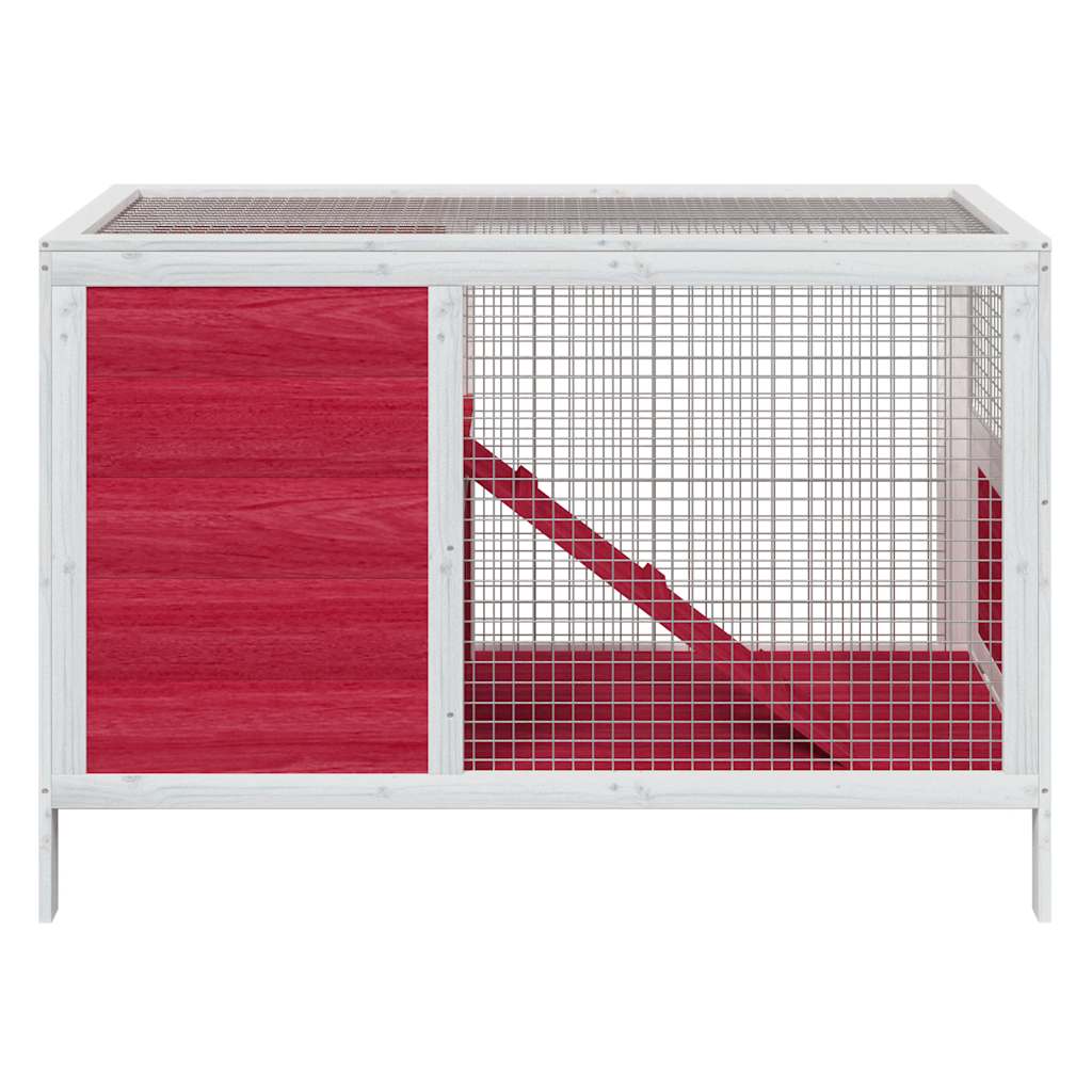 Piros tömör fenyőfa nyúlketrec 103 x 44 x 69,5 cm - Image 3