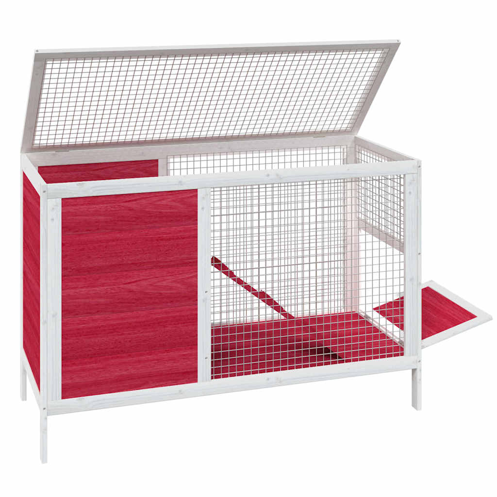 Piros tömör fenyőfa nyúlketrec 103 x 44 x 69,5 cm - Image 4