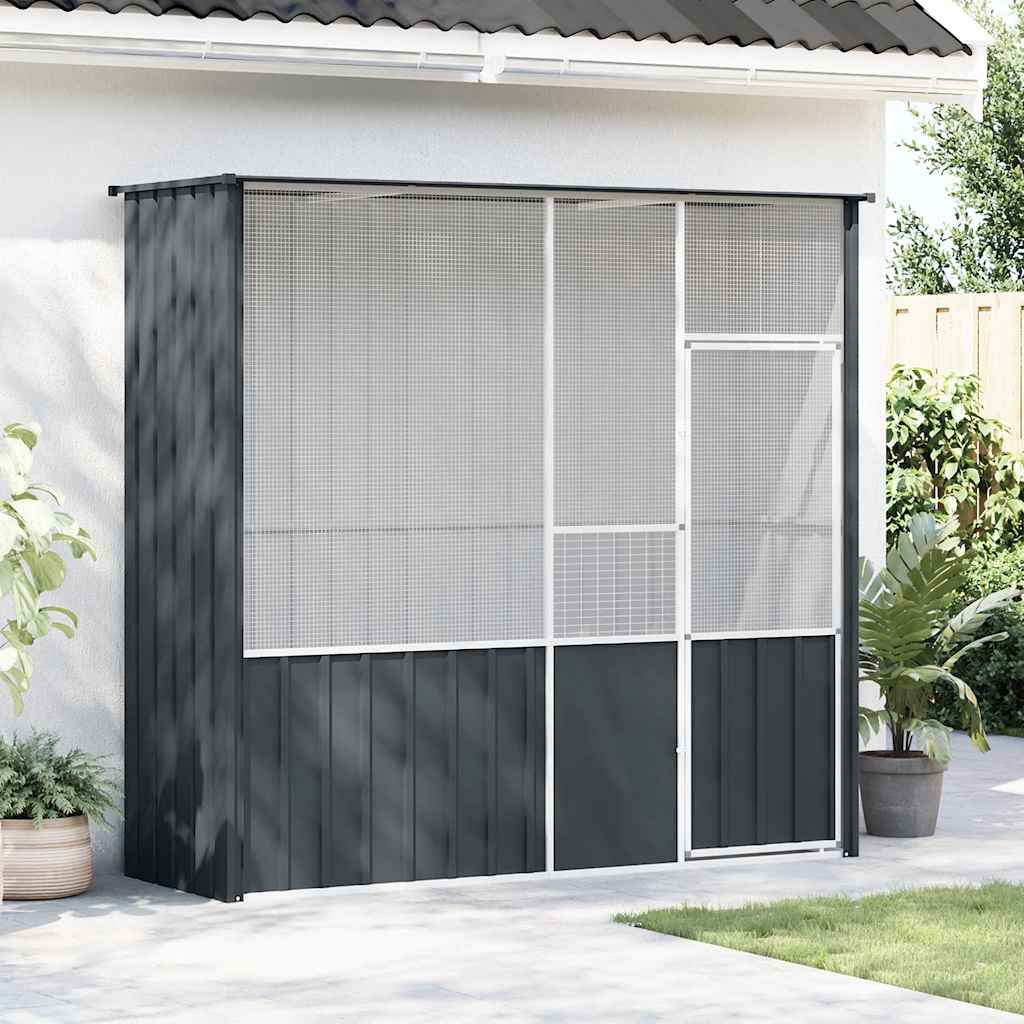 Antracitszürke horganyzott acél madárketrec 215x78x200 cm - Image 3